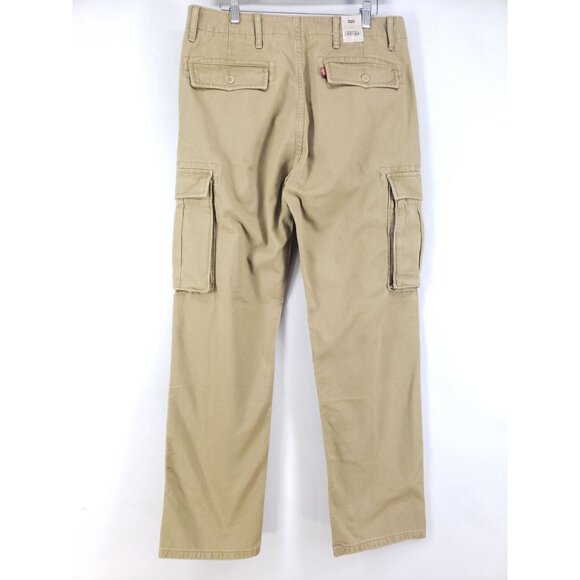 Levis Relaxed Fit Cargo Pants Mens 31x32 Tan Cotton Chino High Rise Tapered Leg - Picture 2 of 11